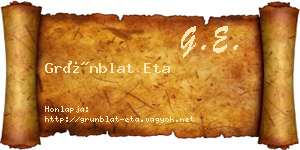 Grünblat Eta névjegykártya